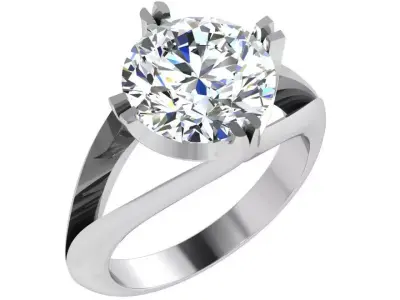 Round Diamond Solitaire Ring 4492 3D print model