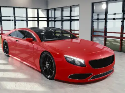 BLENDER EEVEE Brandless Extended Wheelbase 2 door coupe Low-poly 3D model