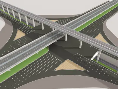Multi level Road Interchange 3D model