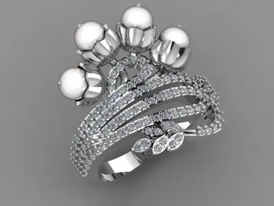 Perls With daimond Ring  3D printable Model mode 3D print model 3D print model