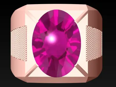 Oval stone ring - Mens Rings - N763 3D print model