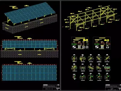 1MW AC- SOLAR PLANT Autocad Static Project 3D model