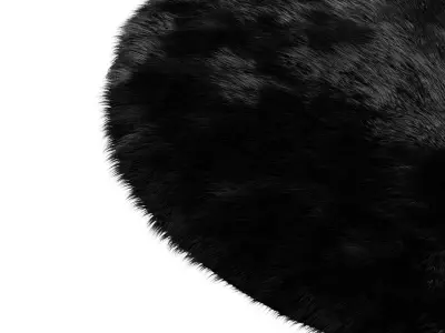 Round fluffy black carpet 3D model