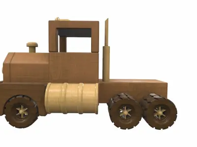 Wooden car toy truck 3 Free 3D model