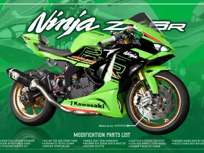Kawasaki Ninja ZX-6R Low-poly 3D model