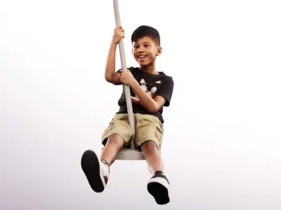 Joey 14480 - Mediterranean Boy Riding A Cable Car On Playground Low-poly 3D model