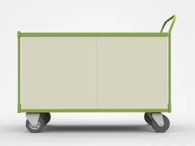 Green Tool Cart On Wheels 3D model