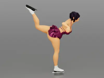 Ice Skating Girl - Spiral Pose Low-poly 3D model