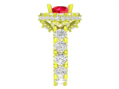 A7339 Halo Diamond Engagement Ring 3D Model 3D print model