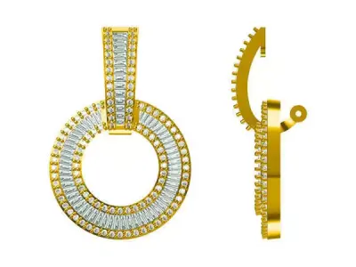 JCD Format Round brilliant cut earrings luxury round earrings 3D print model