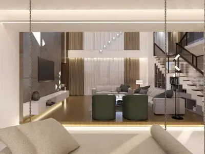 LUXURY DUPLEX LIVING DINING AND KITCHEN INTERIOR 11 Low-poly 3D model