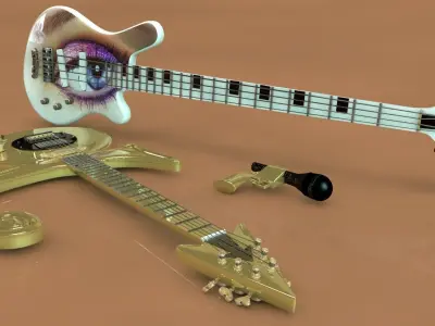 Prince Symbol Guitar and Eye Bass 3D model
