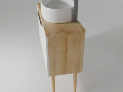 Bathroom cabinet with sink and faucet 3D model