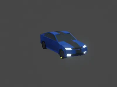 Low poly blue car made with blender Low-poly 3D model