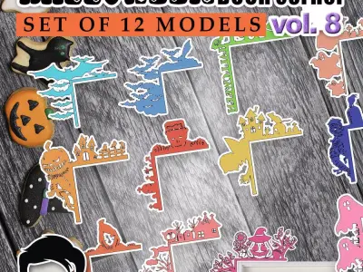HALLOWEEN DOOR OR WINDOW CORNER SET OF 12 MODELS VOL 8  3D print model