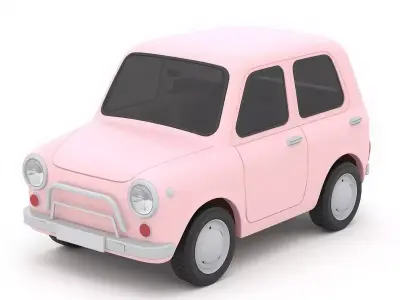 Pink Cartoon Mini Car 3D Model Low-poly 3D model