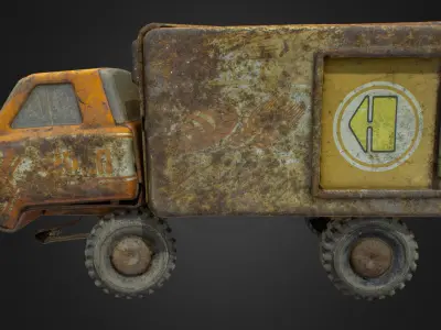 Old USSR Soviet Metal Toy Car URAL BREAD 3D model