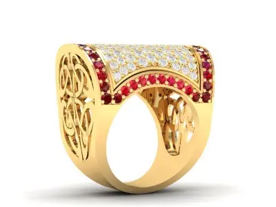 Luxury Filigree Dome Pave Diamond Men Ring 3D Model 426 3D print model