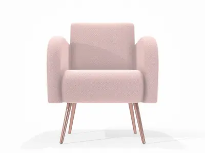 Decorative armchair with pink toothpick feet and pink cotton Low-poly 3D model