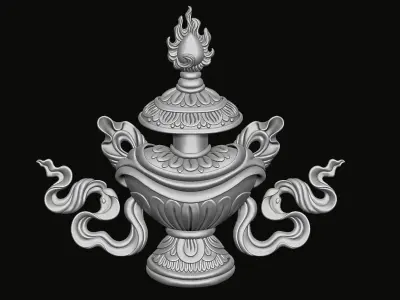 Buddhist Treasure Vase Relief 3D print model