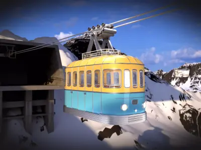 cable car  Low-poly 3D model
