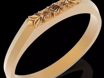 Flower rose lux ring silver gold printable jewelry 3D model 3D print model