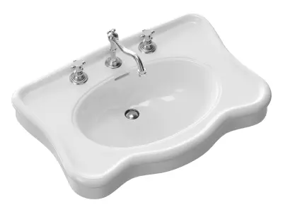 Bathroom Console Sink Deluxe Counter Top White Vitreous China 3D model