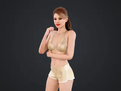 Roller Skate Woman Low-poly 3D model