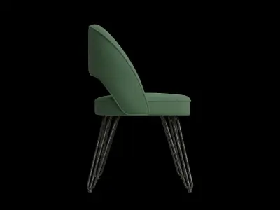 Velvet Retro Side Chair In Black Low-poly 3D model
