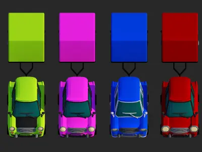 Generic passenger cartoon car pack Low-poly 3D model Low-poly 3D model
