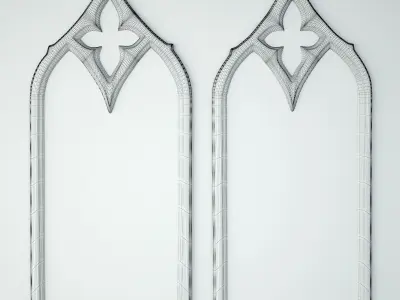 Cathedral Teak Window Mirrors 3D model