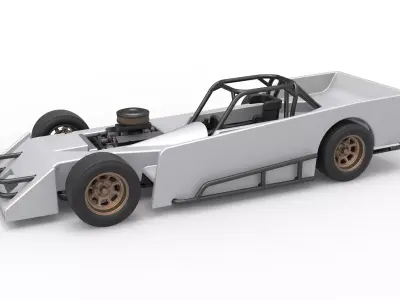 Small Block Supermodified race car Scale 1 to 25 3D print model