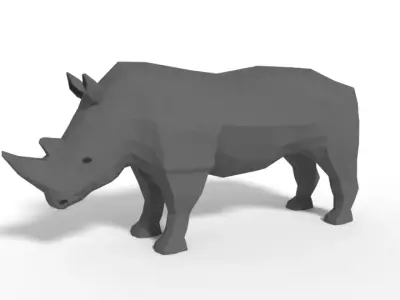 Low Poly Cartoon Rhinoceros Low-poly 3D model