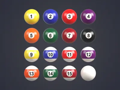 Billiard Balls Set Low-poly 3D model