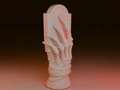 Skeleton Hand with Decorative Plaque 3D model