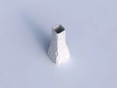 Vase squeezed rectangle with crystal dents 3D print model