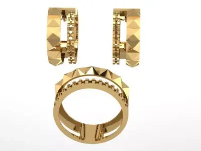 Set ring and earrings 3D print model