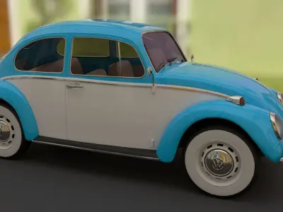 blue classic beetle 3D model