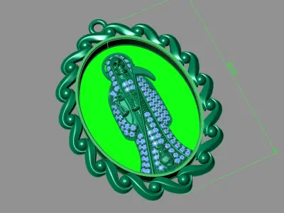  santa muerte holy death small size pendant 3D STL 3DM skull 3D print model