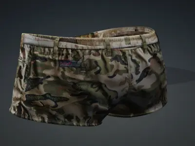 Green camo short pants PBR 4k Low-poly 3D model