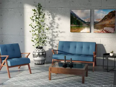 Package Sofa and Armchair with seat  3D model