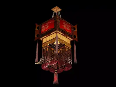 Chinese palace lantern  Low-poly 3D model 2