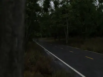 Realistic Forest Road Scene 3D Blender File Textured 3D model