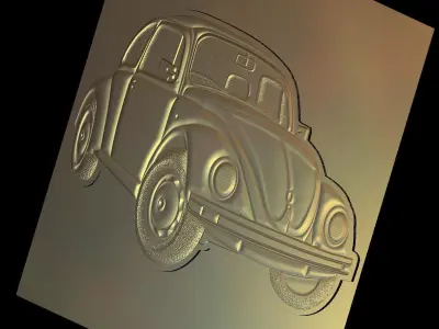 Beetle Car Suitable for embossing Hot Foil Technique 3D model