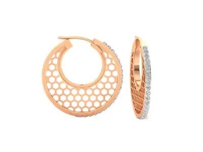 Earrings-0958 rose gold hoop earring with diamonds 3D print model