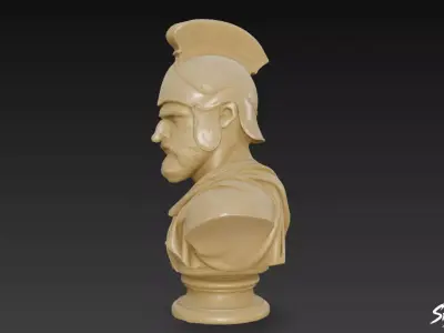 Greek God Ares Bust Low-poly 3D model