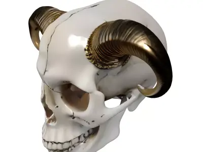 Demonic Horned Skull Low-poly 3D model