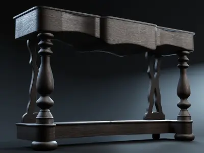 Wooden Retro Sideboard 3D model