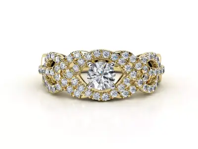 cr-015 gold engagement ring with diamonds 3D print model