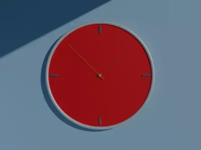 Wall Clock Red Free low-poly 3D model